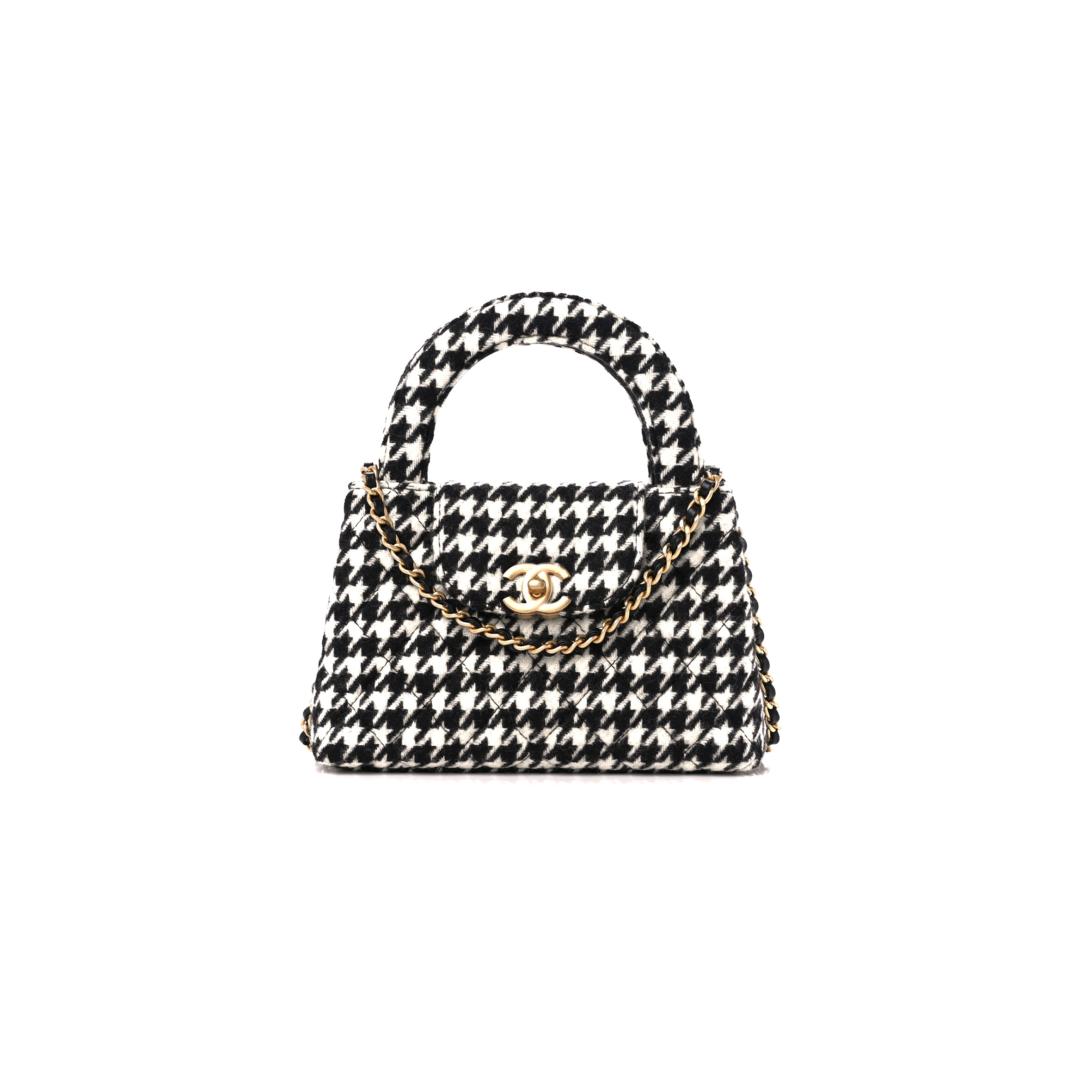 CHANEL MASTER TWEED HOUNDSTOOTH QUILTED NANO KELLY SHOPPER (19*13*7cm) 